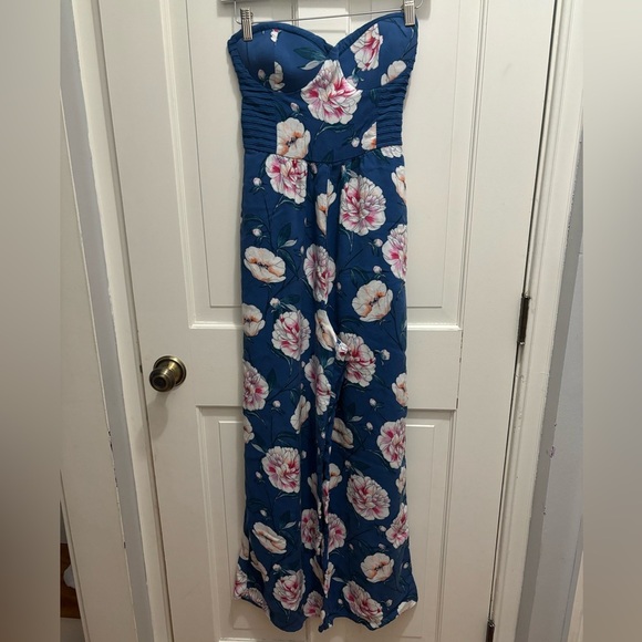 Band of gypsies Boho Peony Print Strapless Jumpsuit S - Picture 2 of 7